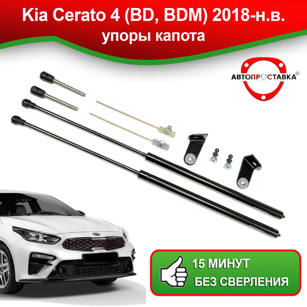 Упоры капота для Kia Cerato 4 2018-наст.время / Газовые амортизаторы капота Киа Церато 4  #1