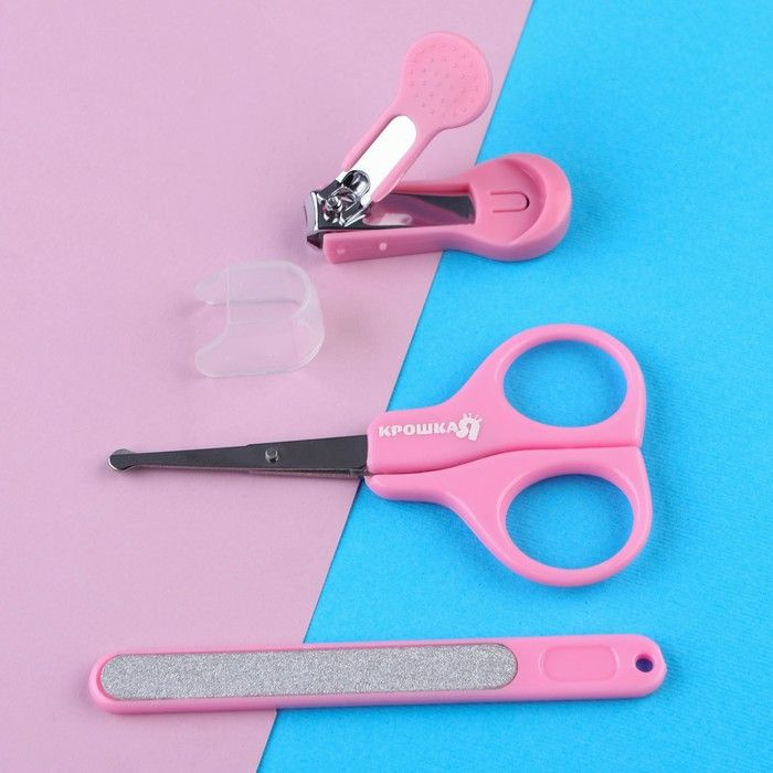 Детский маникюрный набор, 3 предмета: ножницы, пилка, книпсер, от 0 мес., цвет розовый / 3612529  #1