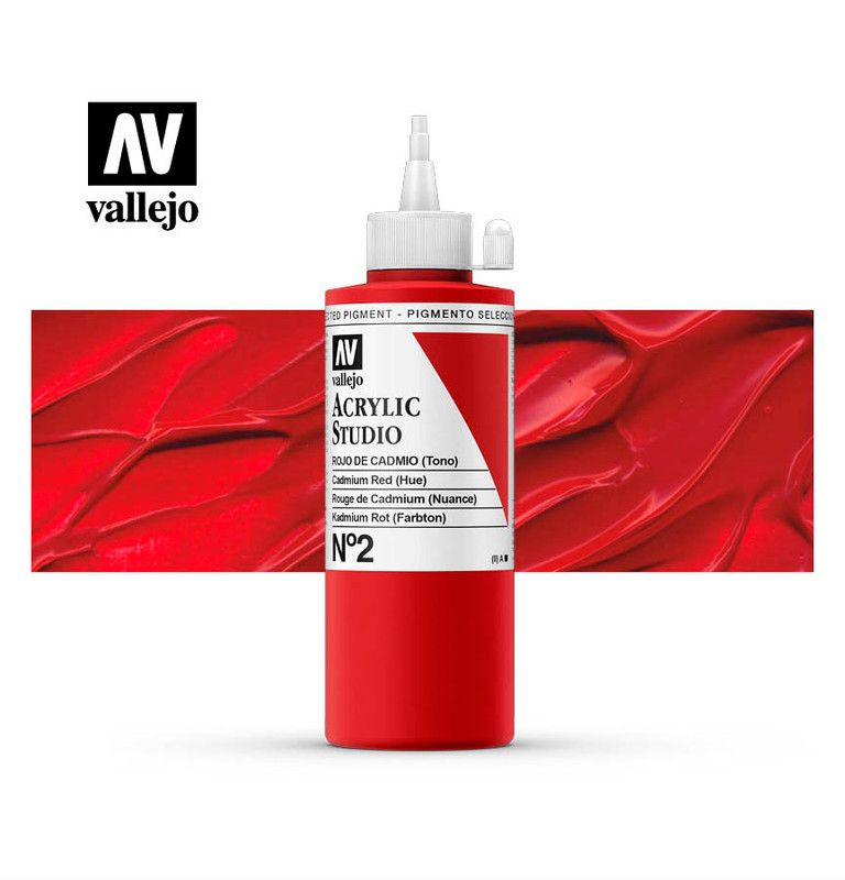 Vallejo Акрил "Studio" 22.002 Cadmium Red (Hue) / Кадмий красный 200мл #1