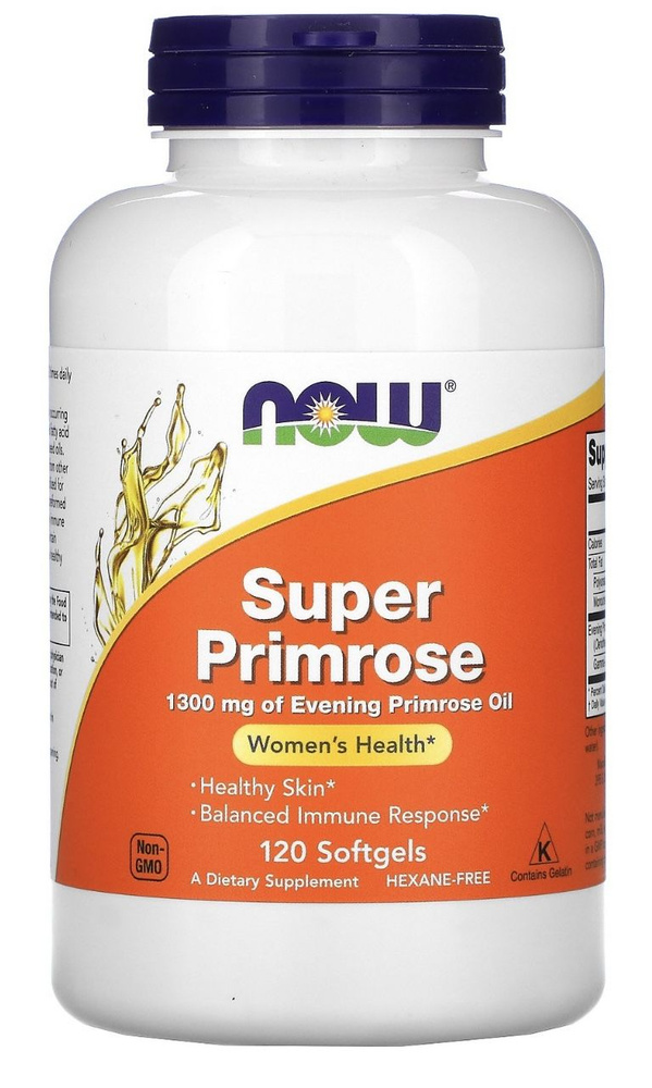 Масло вечерней примулы Нау, Super Primrose Now, 1300 мг, 120 капсул #1