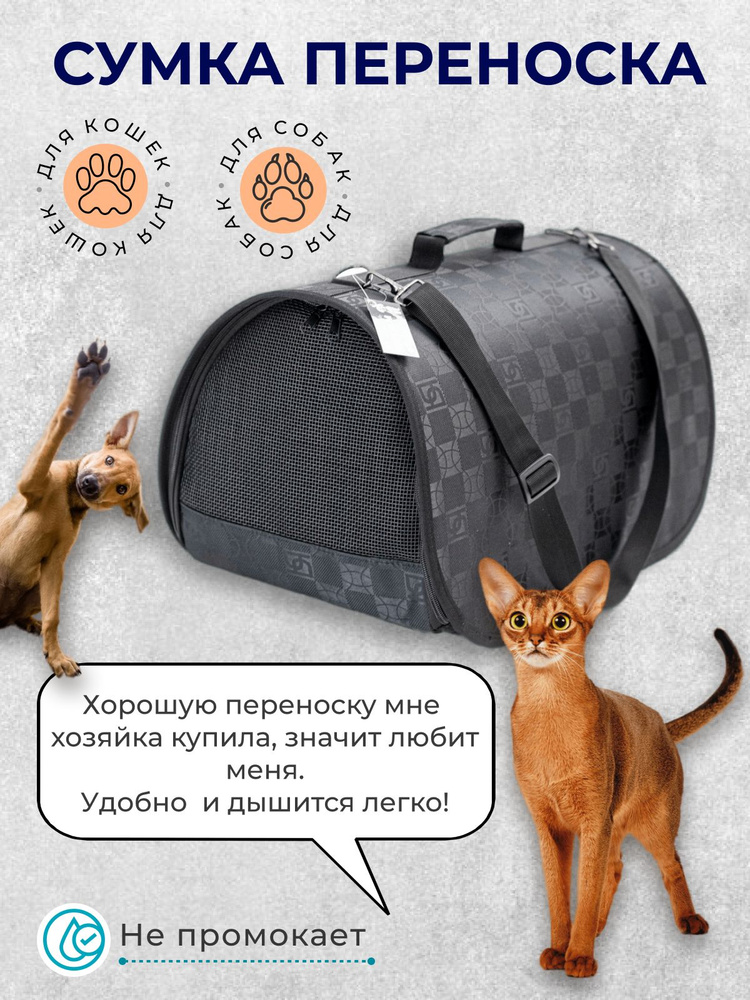 Сумка, переноска без клапана Багира ( черная ) S 34*21*21 для кошек, котят, собак мелких пород  #1