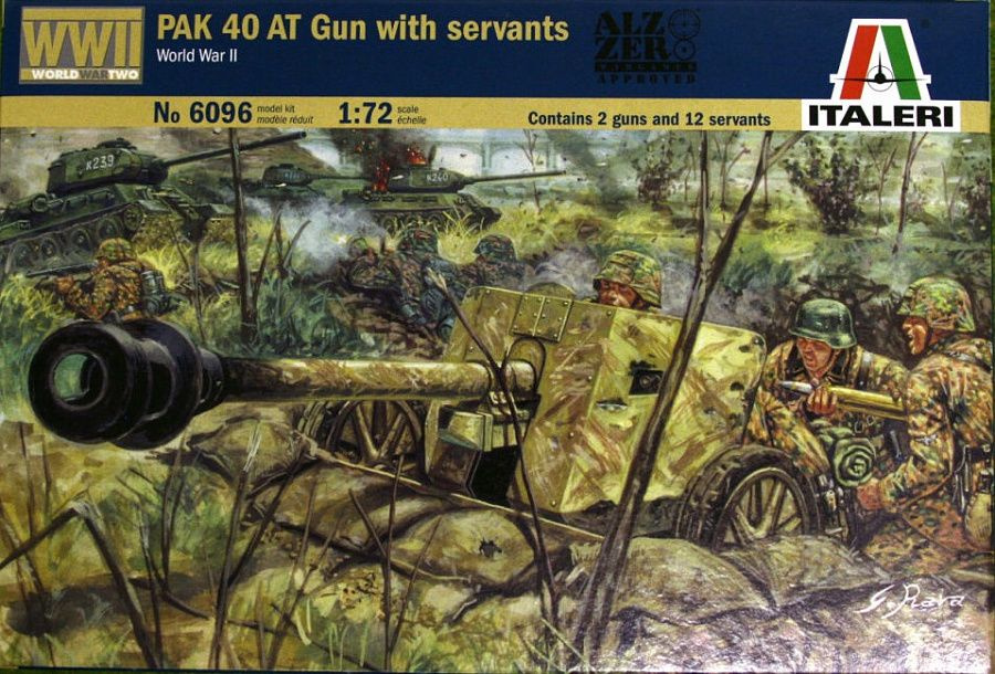 Сборная модель миниатюра / Модель для сборки Italeri / Пушка German PAK 40 AT Gun with servants  #1