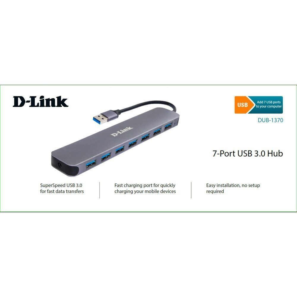 Разветвитель USB 3.0 D-Link DUB-1370/B2A 7 портов, цвет черный (1069317) #1