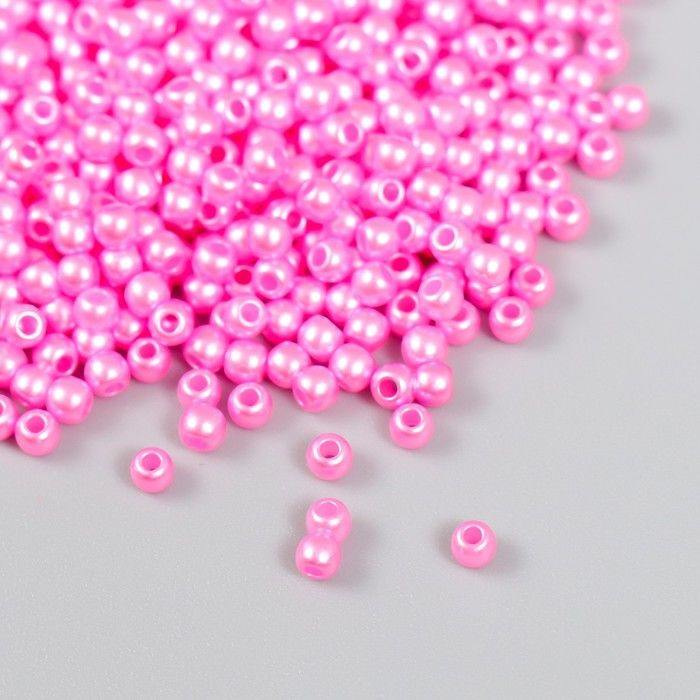 Набор бусин "Рукоделие" пластик, диаметр 3 мм, 25 гр, ярко-розовый  #1