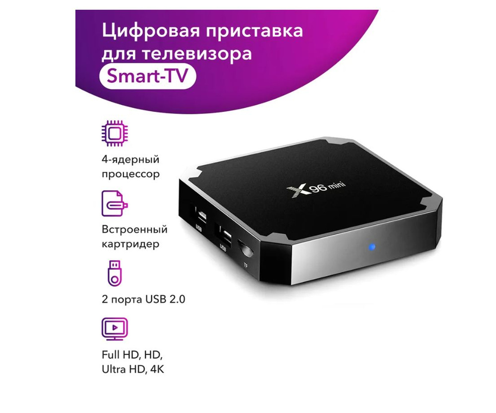 Smart TV Box X96 mini (RAM1/ROM8Гб) 4K (черный) #1