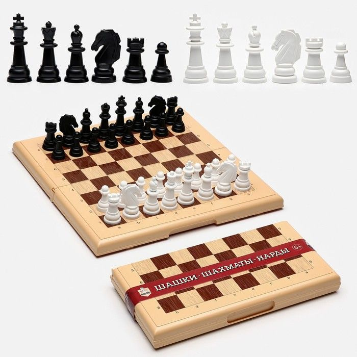 Настольная игра 3 в 1: шашки, шахматы, нарды, поле 32 х 32 см #1