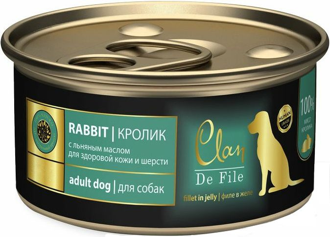 Корм CLAN De File Rabbit (в желе) для собак, с льняным маслом для здоровой кожи и шерсти, кролик, 100 #1