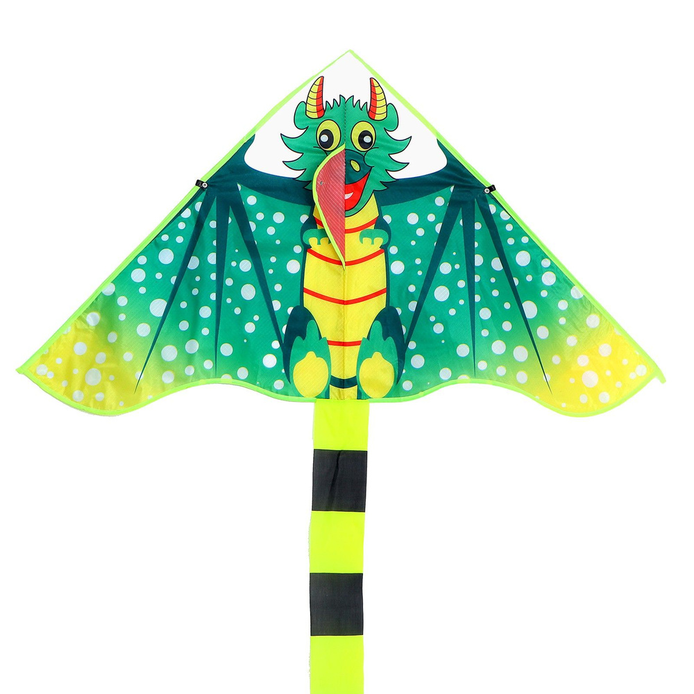 Воздушный змей Funny toys "Дракон", для детей, на леске с ручкой, с хвостом  #1