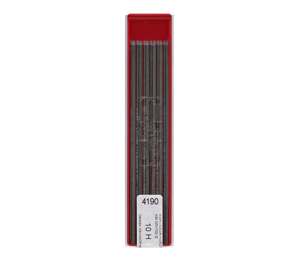 Стержни для механических карандашей KOH-I-NOOR 4190 2.0 мм 10H чернографитные 12 шт. в футляре  #1