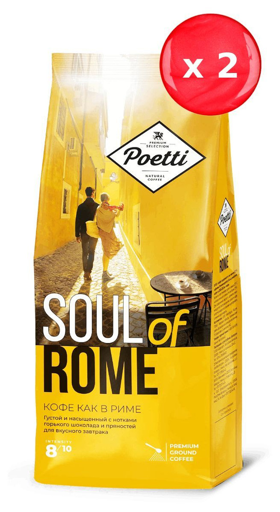 Кофе молотый Poetti Soul of Rome 200 г, набор из 2 шт #1