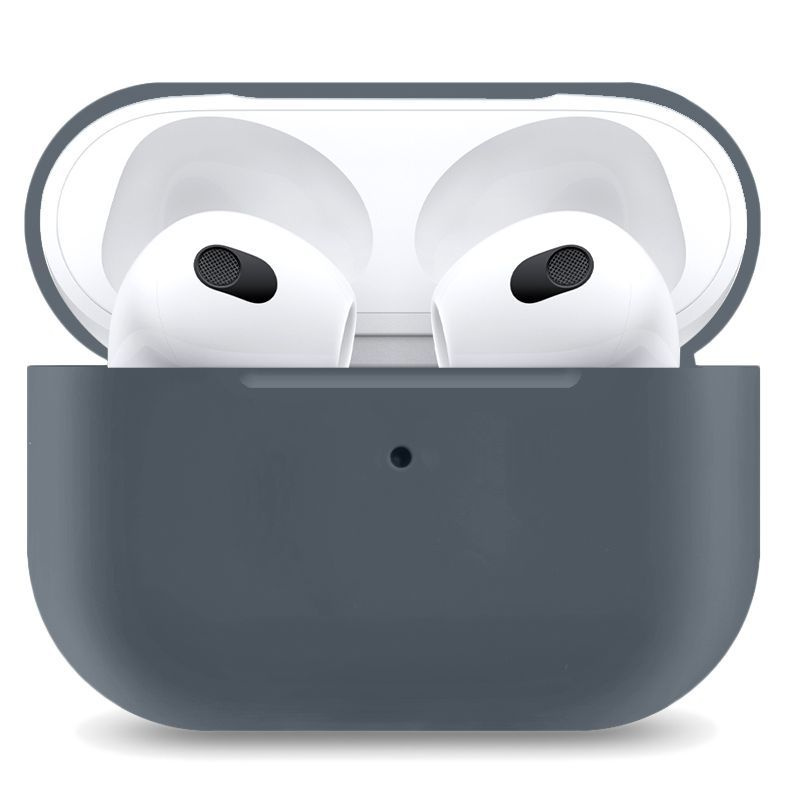 Ультратонкий силиконовый чехол для наушников Apple AirPods 3 / кейс для наушников Эпл Аирподс 3 / серый #1