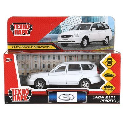 Машина металл Lada priora длина 12 см, открываются двери, багажник, инерция, Технопарк  #1
