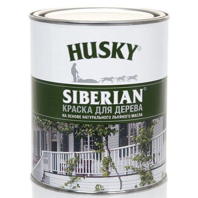 Краска для дерева полуматовая алкидная на основе льняного масла Husky Siberian 0,9 л, белый (база А) #1