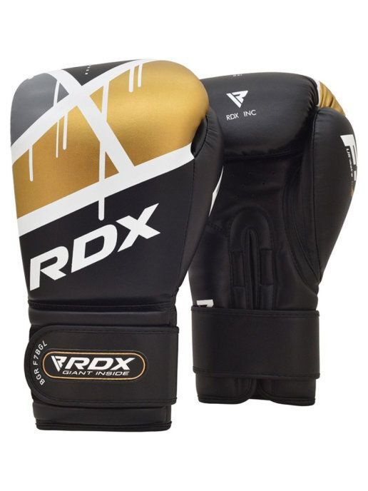 Боксерские перчатки Rdx Bgr-F7 тренировочные, черно-золотые, размер 16 (OZ) унций для спарринга, кикбоксинга, #1