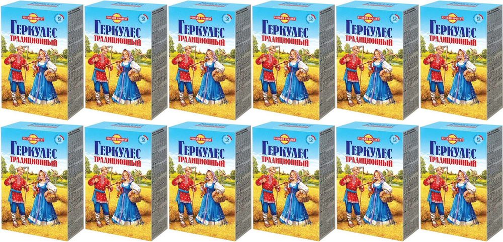 Хлопья Русский Продукт Геркулес традиционный овсяные, комплект: 12 упаковок по 500 г  #1