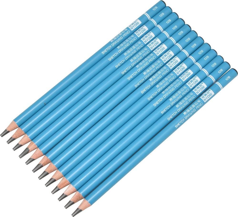 Карандаши простые 12шт. 12B мягкие чернографитные Nyoni в картонной коробке художественные для графики, #1