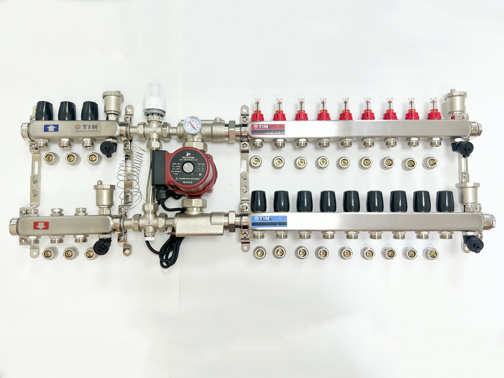 Комплект для подключения тёплого водяного пола на 9 выходов и радиаторов отопления 3 шт  #1