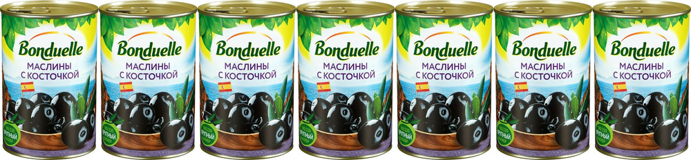 Маслины Bonduelle с косточкой, комплект: 7 упаковок по 300 г #1