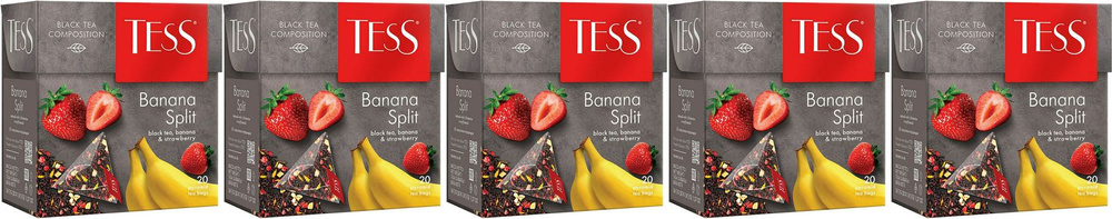 Чай черный Tess Banana Split в пирамидках 1,8 г х 20 шт, комплект: 5 упаковок по 36 г  #1