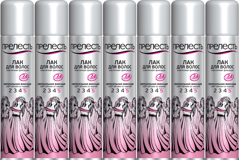 Лак Прелесть Professional 5 для укладки волос сверхcильная фиксация, комплект: 7 упаковок по 250 мл  #1