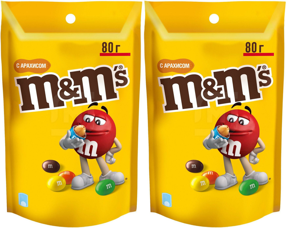 Драже M&M's с арахисом, комплект: 2 упаковки по 80 г #1