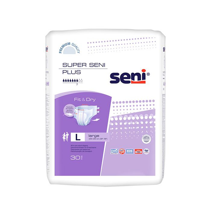 Подгузники для взрослых Super Seni Plus Large (№3), объем талии 100-150 см, 30 шт.  #1