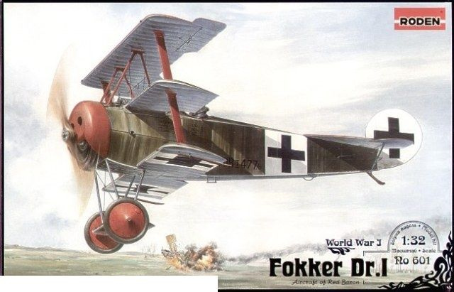 Сборная модель Roden Rod601 Самолёт FOKKER DR.I #1