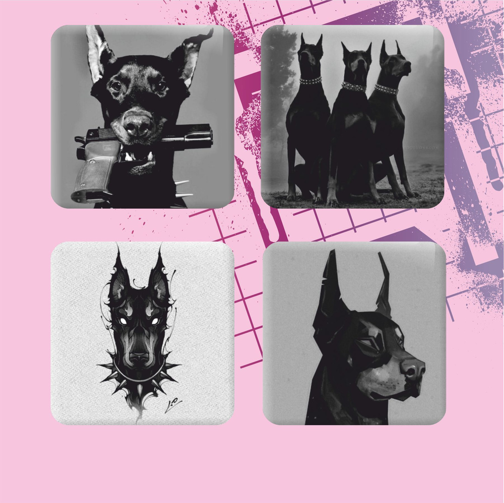 Наклейки на телефон 3д стикеры Доберман #1