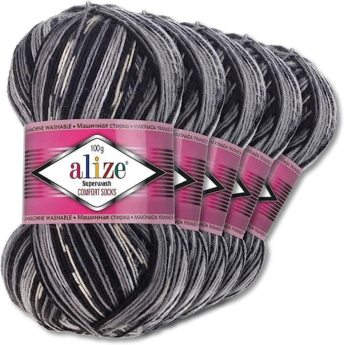 Пряжа Alize SUPERWASH COMFORT SOCKS /75% шерсть супервош, 25% полиамид/100 гр. 420 м./ Серый меланж 2695 #1