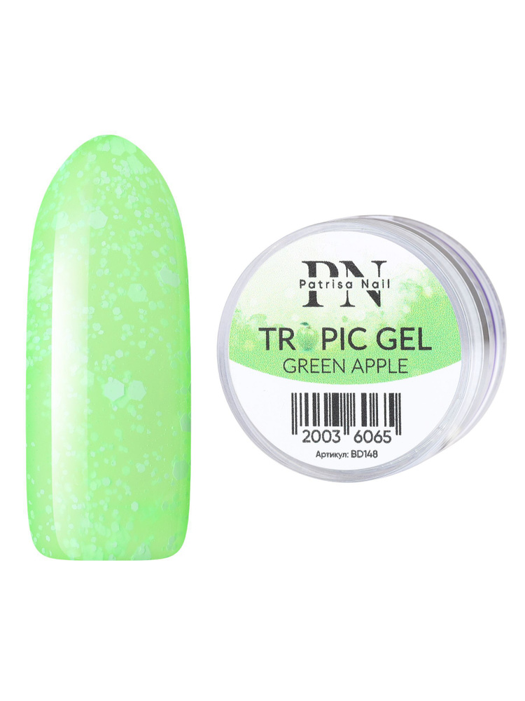 Patrisa Nail TROPIC GEL Green Apple Гель для дизайна ногтей и маникюра, объемный декор, шестигранники, #1