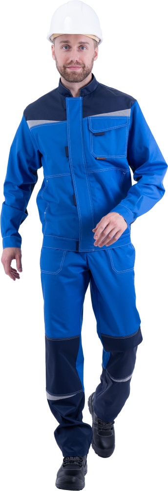 Костюм рабочий мужской КМ-10 ЛЮКС, синий, спецодежда мужская летняя: куртка и полукомбинезон  #1