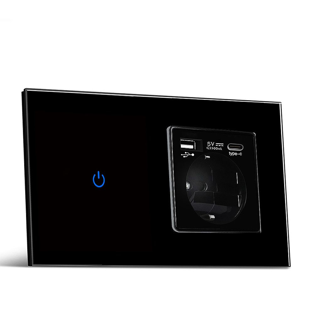 Розетка с быстрой зарядкой из закаленного стекла,Розетка USB+ с двумя ...