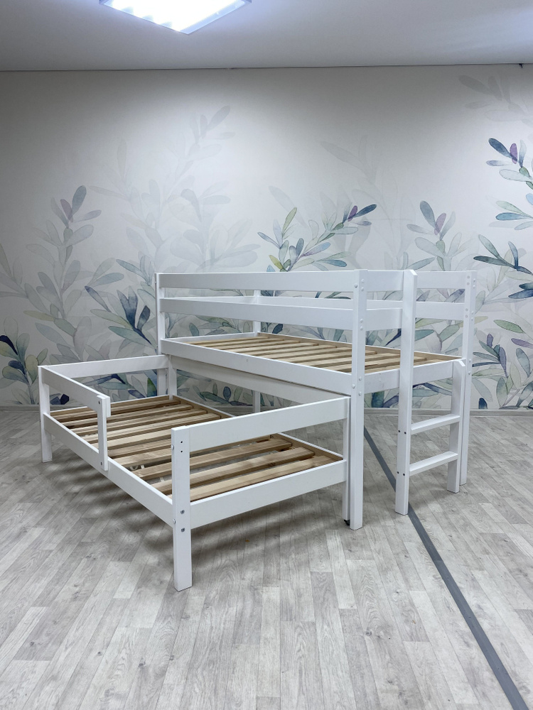 Lalbero kids Двухъярусная кровать двухъярусная выдвижная, 187х86х110 см, белый  #1