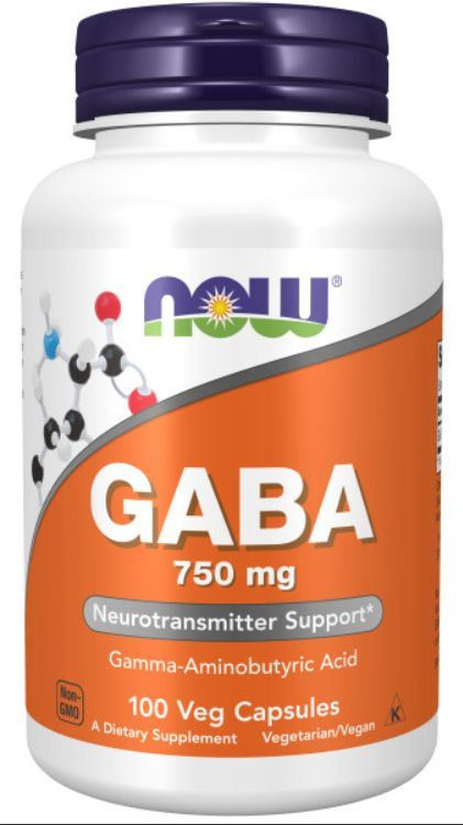 NOW Foods, ГАМК с витамином B6, 750мг, 100 вегетарианских капсул GABA  #1