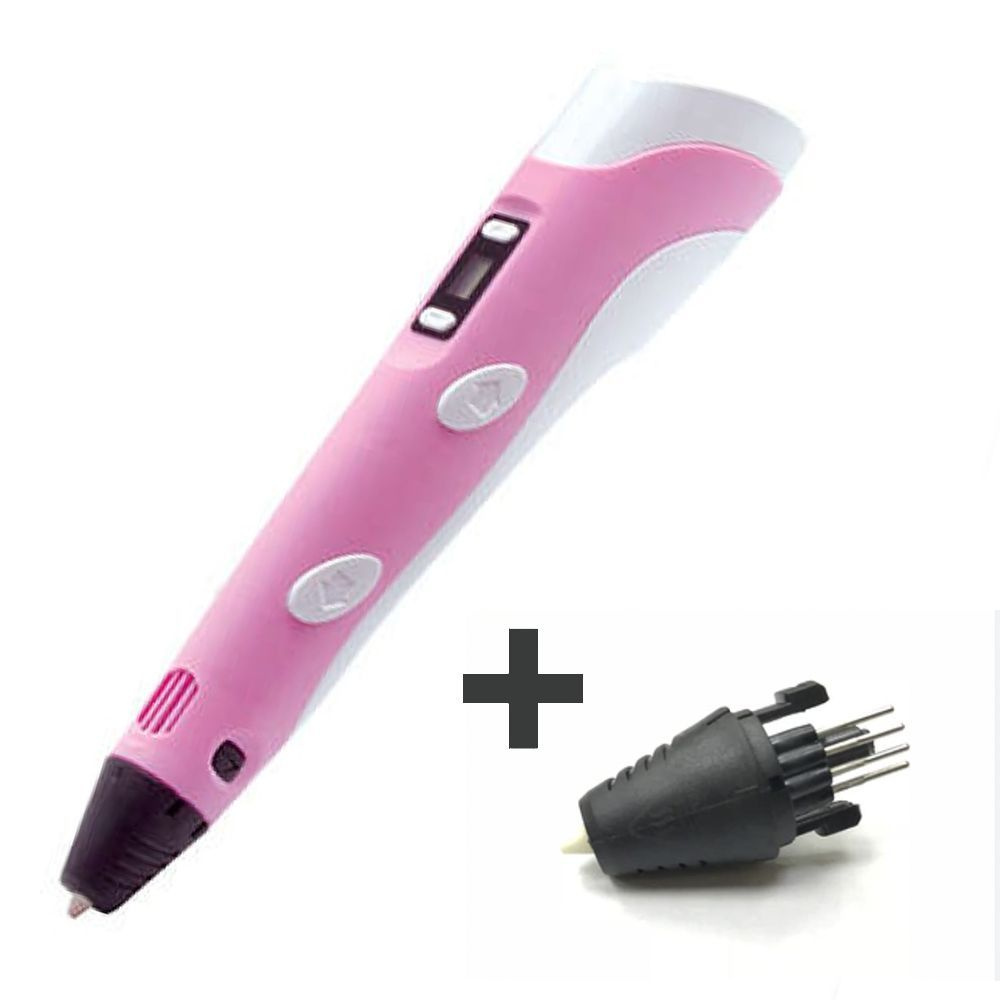 Комплект: 3D ручка 3D pen-2 c дисплеем + сменное сопло, цвет: розовый  #1