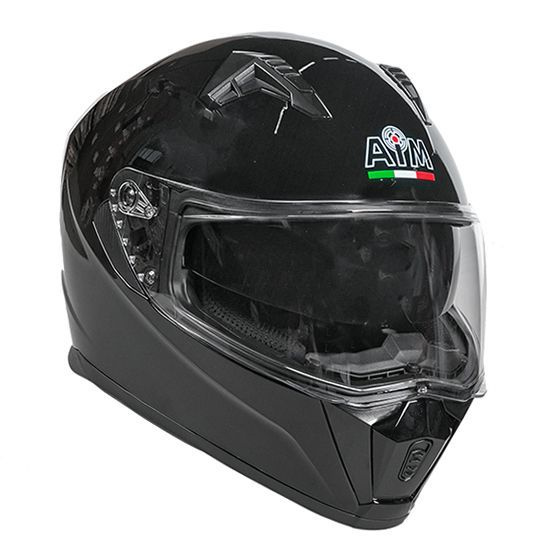 Интеграл мото шлем черный глянцевый AIM JK320 SOLID S(55-56) c солнцезащитными очками-визором  #1