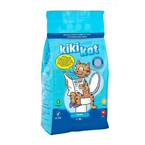 KikiKat Natural Unscented / Комкующийся наполнитель Кикикэт для кошачьего туалета Бентонитовый супер-белый #1