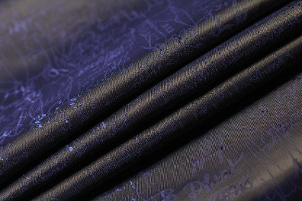 Подкладочная ткань жаккард принт. Тёмно-синий SW007/G166 Отрез 1 метр. Marc de Cler. 48% вискоза, поливискоза, #1