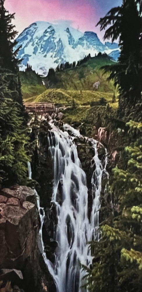 Алмазная мозаика на холсте "Горный водопад" 40х30 см, полная выкладка,круглые стразы  #1