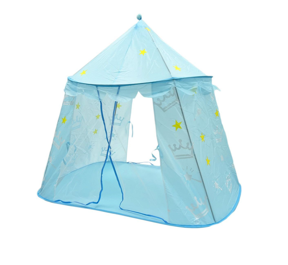 Детская игровая палатка "Шатер корона" для дома, дачи детского сада, центра развития, голубая  #1