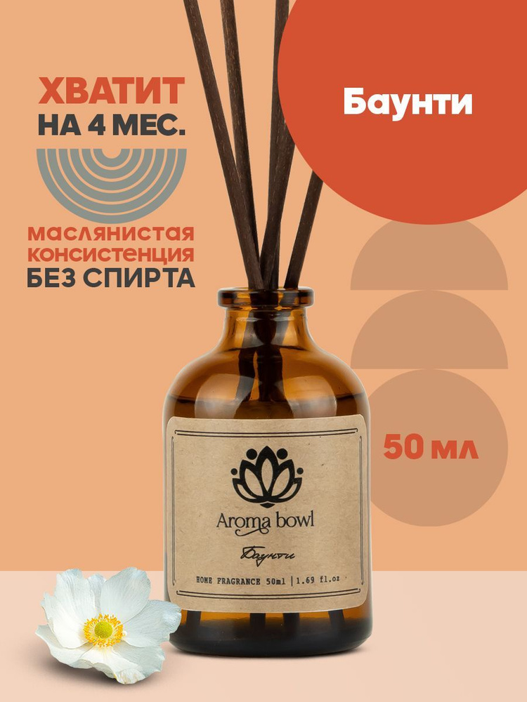 Ароматизатор для дома диффузор с палочками Aroma bowl Баунти 50 мл  #1