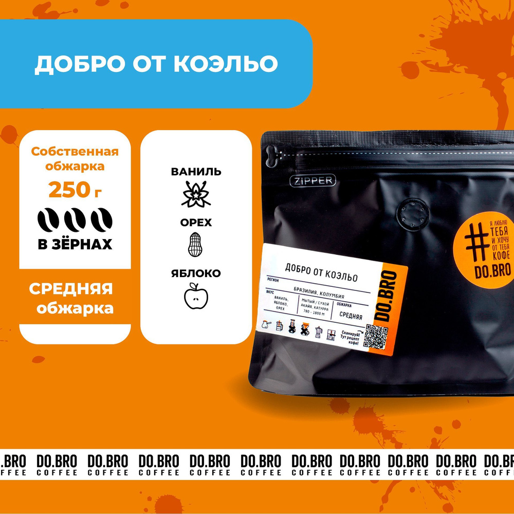 Кофе зерновой бленд Добро от Коэльо 250гр #1