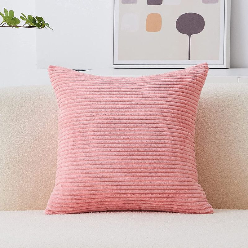 Декоративная наволочка, бархатный чехол на подушку, потайная молния 50х50 cm 1шт розовый  #1