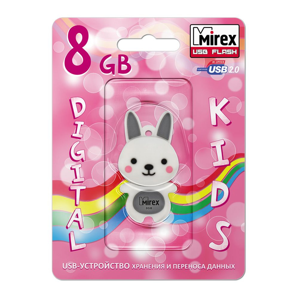 Флешка USB Flash Drive MIREX RABBIT GREY 8GB #1