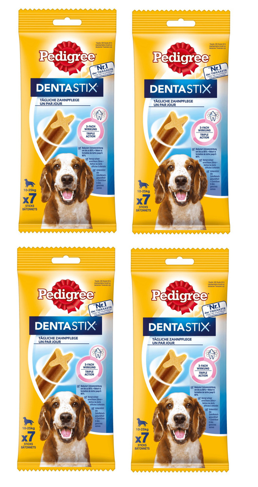 Лакомство Pedigree DentaStix, для собак средних пород, 180г. (4 упаковки)  #1