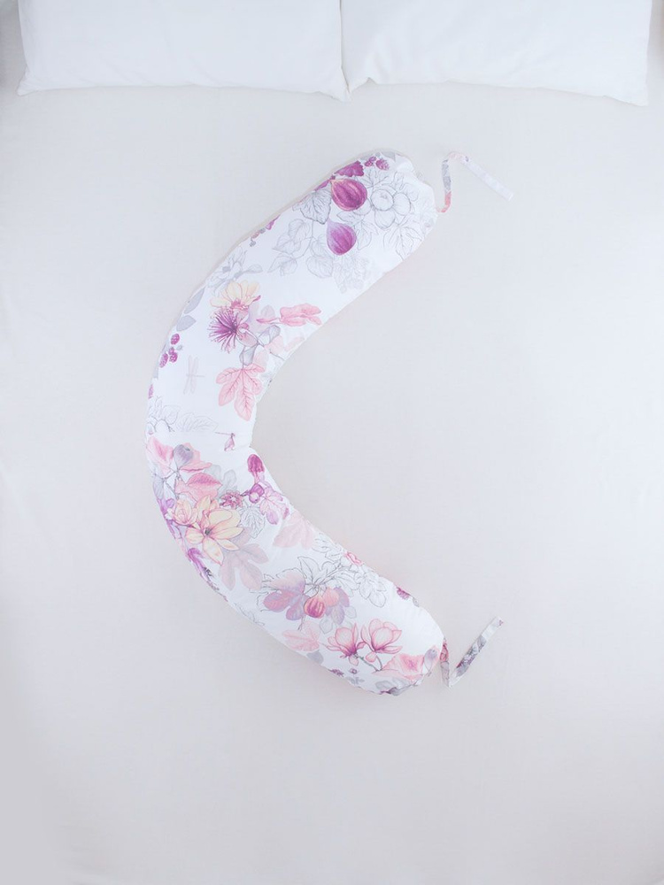 Амама Подушка для беременных и кормящих ЛЁГКАЯ НА ПОДЪЁМ, форма C170, наволочка хлопок, цвет: лиловый #1