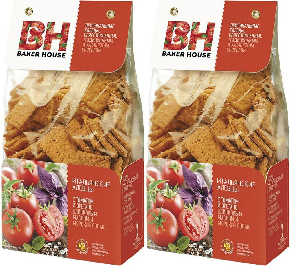 Хлебцы пшеничные Baker House Итальянские с томатом и орегано, комплект: 2 упаковки по 250 г  #1