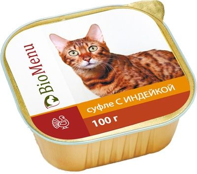 15 шт. Полнорационный влажный корм BioMenu консервы для кошек суфле с Индейкой 100г  #1