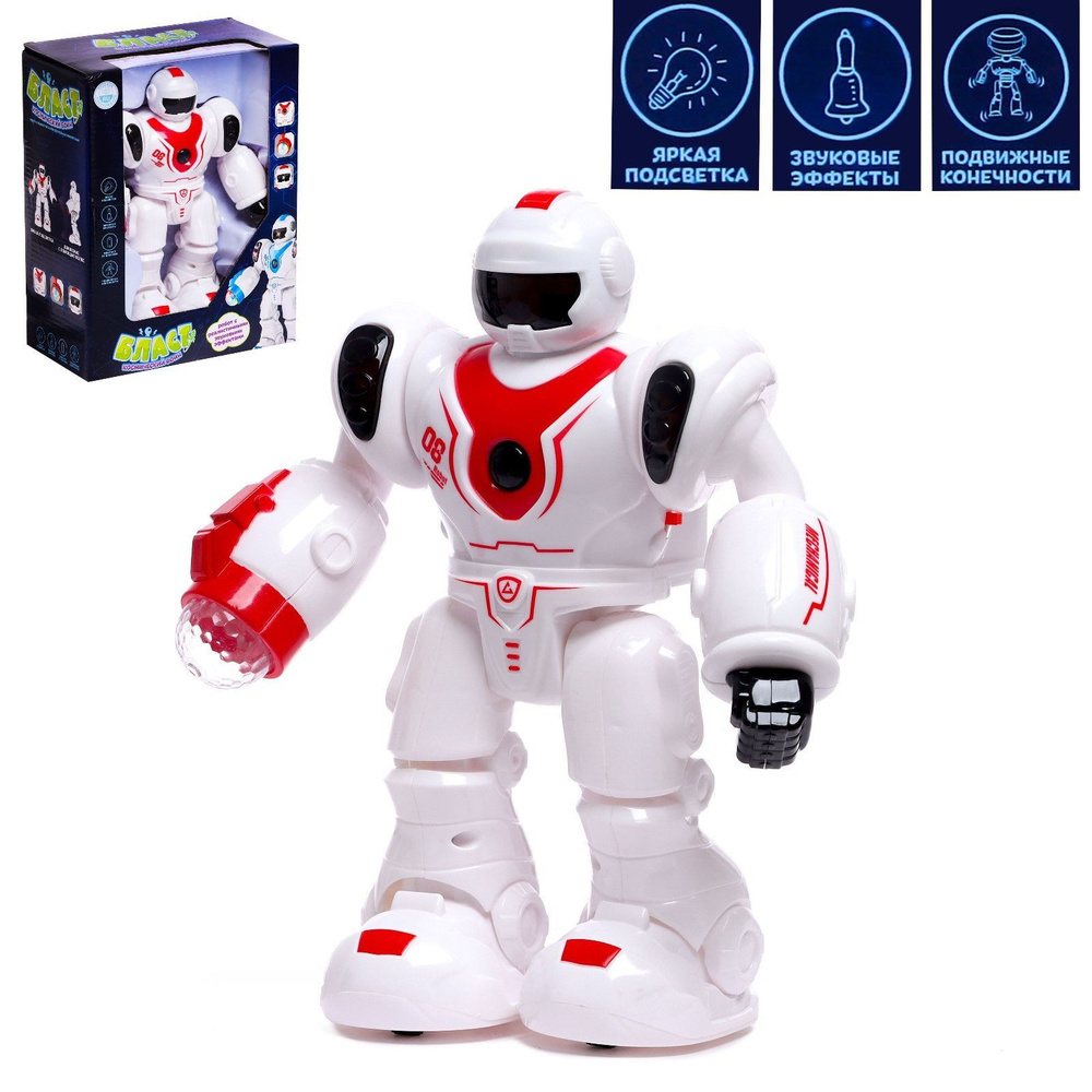 Робот "Бласт космический воин", русское озвучивание, световые эффекты, цвет красный  #1