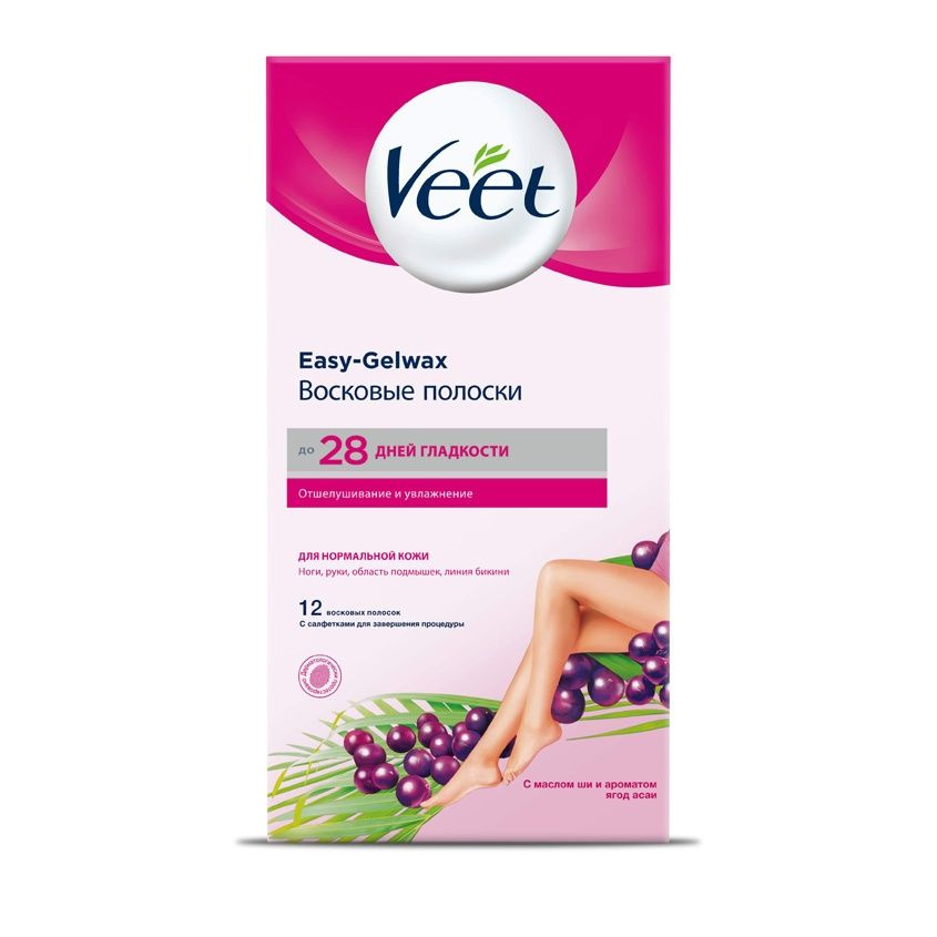 Восковые полоски Veet для нормальной кожи, c технологией Easy Gel-wax, 12 шт  #1